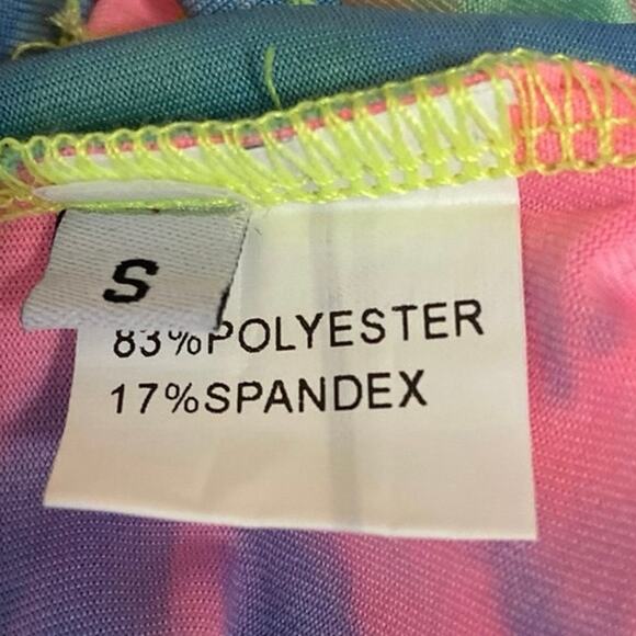 2 Pc Outfit Rainbow Tie-Dye Bodycon Sleeveless Cami Crop Top Mini Skirt Set S - Picture 4 of 4